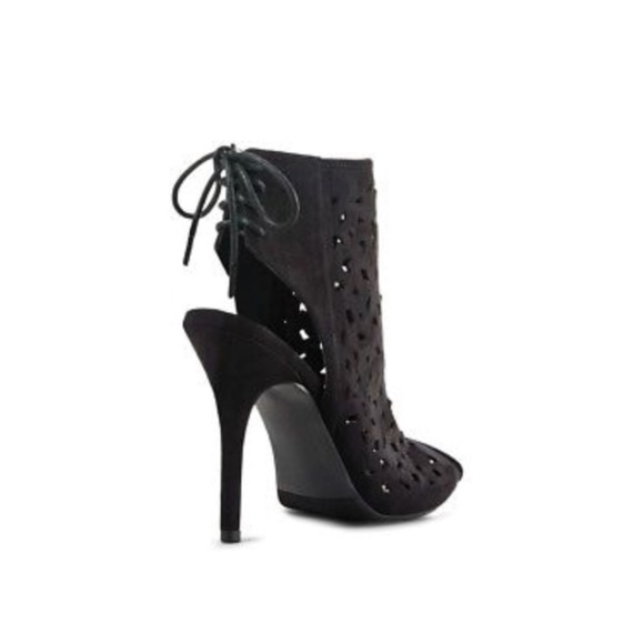 -Thaden Black Open Toe Booties - Picture 3 of 8